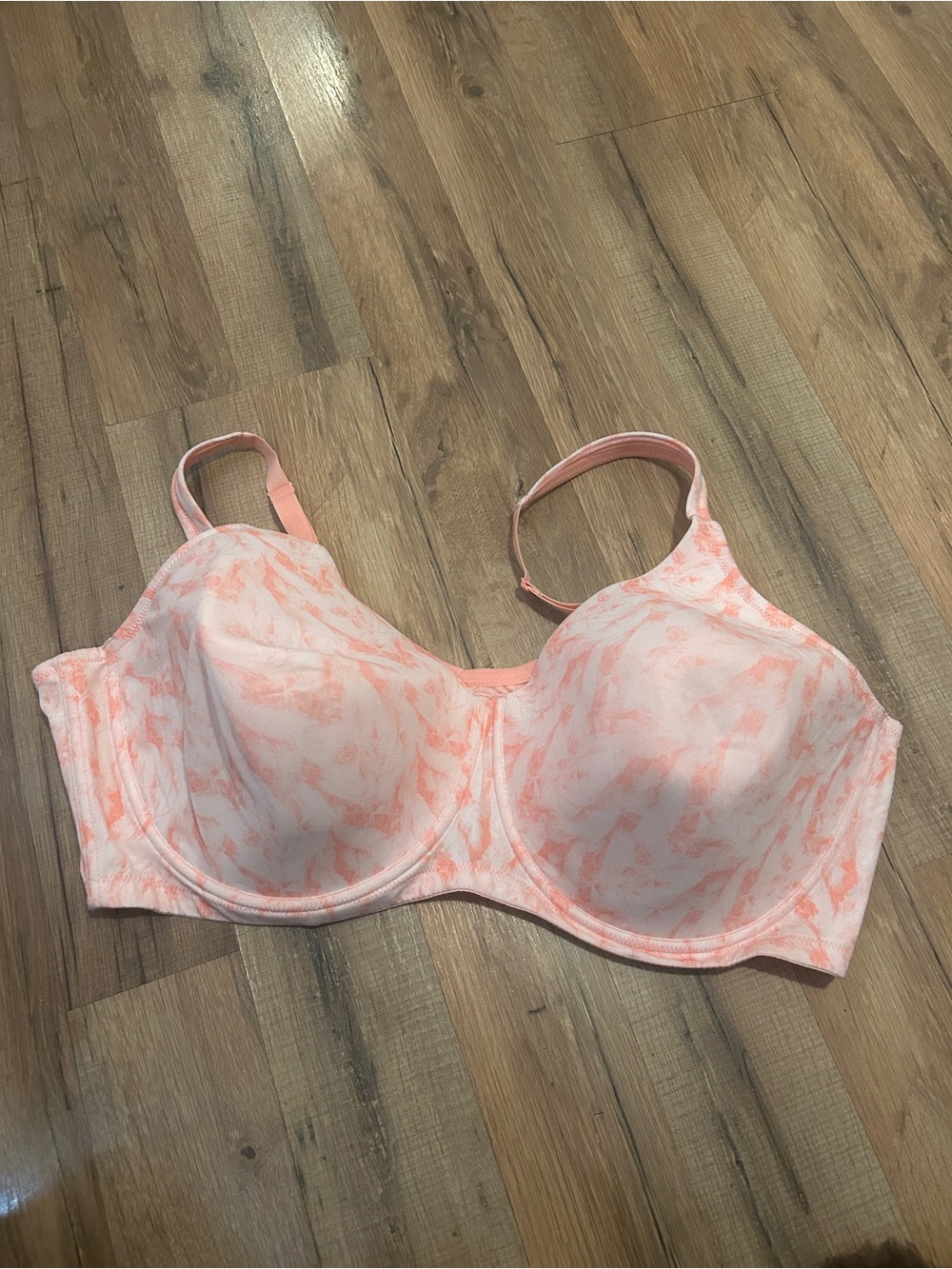 Leading Lady Light Coral Marble Print Underwire Bra